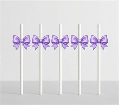Lila Fiyonk Tema Pipet (8 Adet)