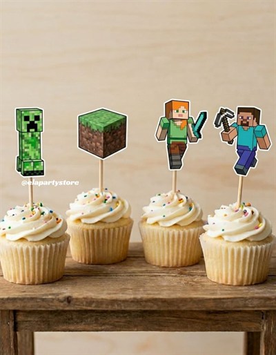 Minecraft Temalı Kürdan Süs Topper (8 Adet)