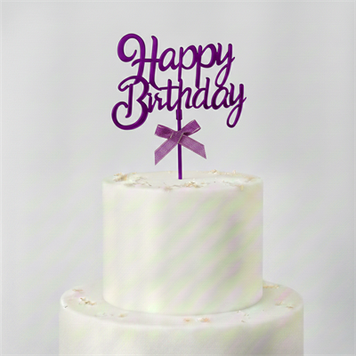 Pasta Çubuk Happy Birthday Mor