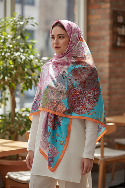 ✨ %100 Saf İpek Twill Eşarp - Özel Tasarım Tok Duruşlu ✨90x90