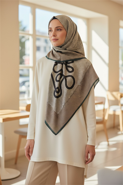 ✨ %100 Saf İpek Twill Eşarp - Özel Tasarım Tok Duruşlu ✨90x90