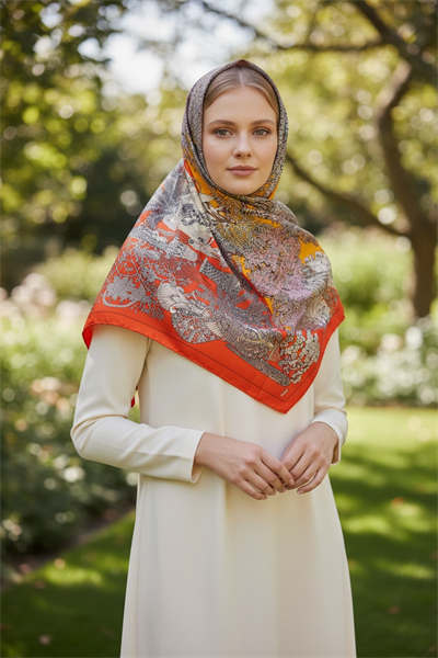 ✨ %100 Saf İpek Twill Eşarp - Özel Tasarım Tok Duruşlu ✨90x90