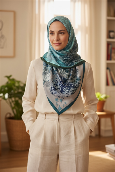 ✨ %100 Saf İpek Twill Eşarp - Özel Tasarım Tok Duruşlu ✨90x90