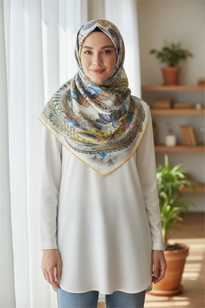 ✨ %100 Saf İpek Twill Eşarp - Özel Tasarım Tok Duruşlu ✨90x90
