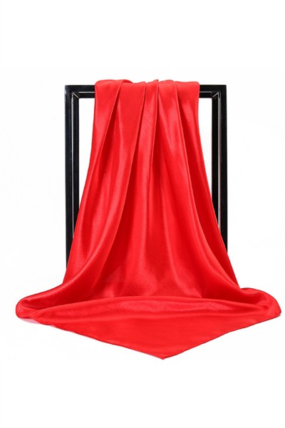 Saf Renk Parlak Saten Fular Eşarp - Akışkan Dokulu Canlı Tonlar 90x93