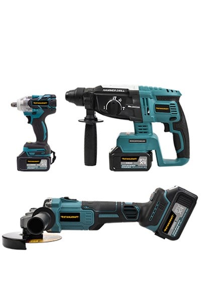 STAHLKRAFT STH 9940 3lü Max Torklu Somun Sıkma Şarjlı Matkap+ Hilti 2-26mm Şarjlı Taşlama 125mm