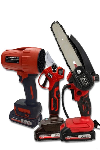 STAHLKRAFT STH 9984 K 3 lü set Akülü Dal Budama + Makas + Hava Üfleme