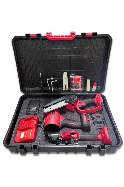 STAHLKRAFT STH 9984 K 3 lü set Akülü Dal Budama + Makas + Hava Üfleme