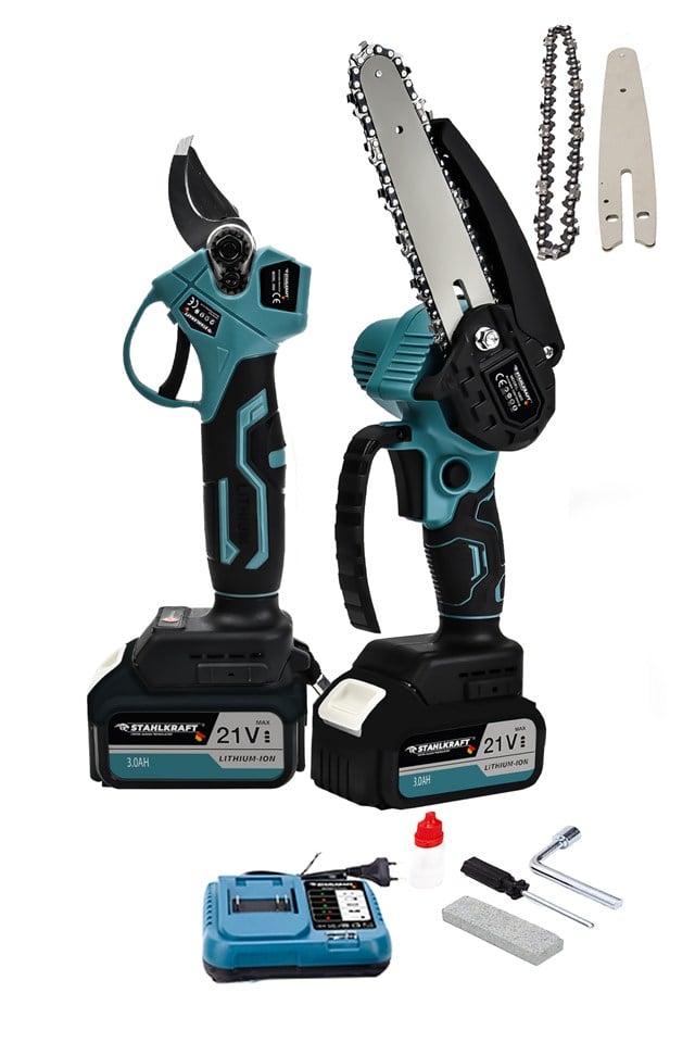 STAHLKRAFT STH 9980 Akülü Budama Seti - 40mm Makas + Çift Palalı