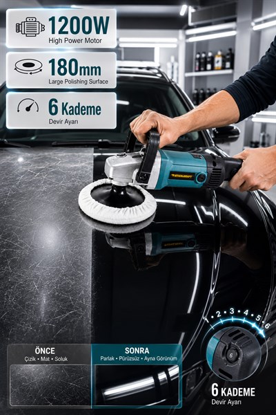 STAHLKRAFT STH 5161 M 1200W 180 mm 6 Kademe Devir Ayarlı Polisaj Makinesi 