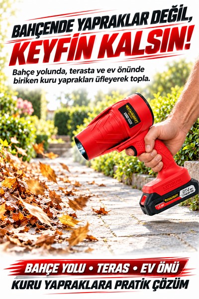 STAHLKRAFT STH 5591 High Power 21V Turbo Hava Üfleyici Fan, Yaprak Üfleme, Araba ,Cam ,Su Lekeleri Kurulama Fanı (Blower)