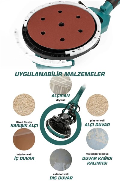 STAHLKRAFT STH 5833 M  850W 215mm Teleskopik Elektrikli Alçı Zımpara Makinesi