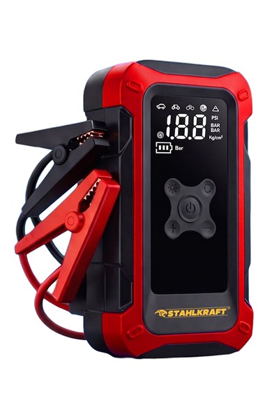 STAHLKRAFT STH 7100 K 4in1 16000 mAh Akü Takviye, Hava Kompresörü, Powerbank ve LED Fener
