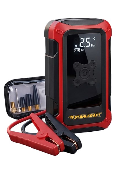 STAHLKRAFT STH 7100 K 4in1 16000 mAh Akü Takviye, Hava Kompresörü, Powerbank ve LED Fener