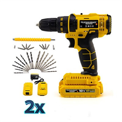 STAHLKRAFT STH 9323 S 58 VF Darbeli Çift Akülü Li-ion Bataryalı 24 Parça Matkap