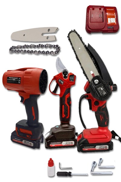 STAHLKRAFT STH 9984 K 3 lü set Akülü Testere + Makas + Hava Üfleme