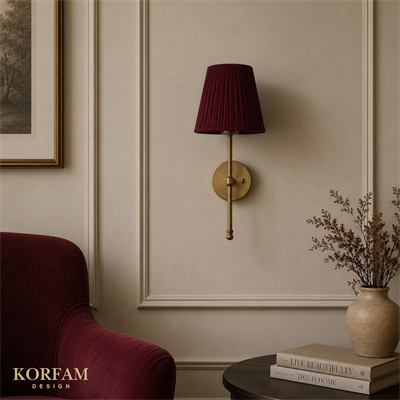 Bordo Keten Şerit Kumaş Başlık Kablosuz Pilli Aplik
