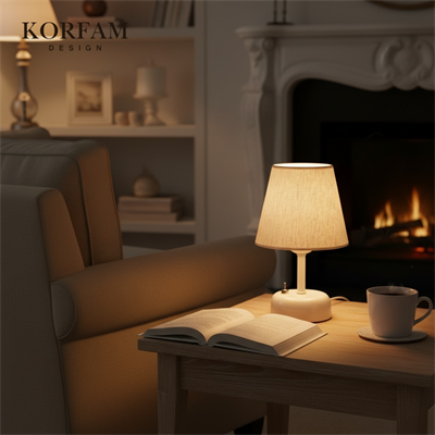 Beyaz Pvc Kumaş Başlıklı Kablosuz Pilli Masa & Gece Lambası
