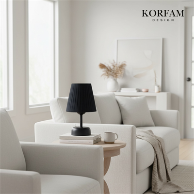 Bordo Keten Kumaş Pilli Masa & Gece Lambası