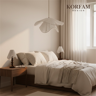 BREEZE Modeli Beyaz Avize & Abajur Set - Hasır El Yapımı Bohem Avize 2li Ahşap Ayaklı Rustik Abajur Set
