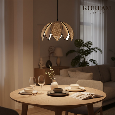 Krem & Beyaz Modern Hazeran Görünümlü Çift Yapraklı Çiçek Şeklinde Bohem Avize