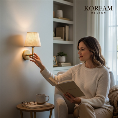 Krem Pvc Kumaş Başlık Kablosuz Pilli Aplik