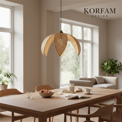 Krem Modern Hazeran Görünümlü Yapraklı Çiçek Şeklinde Bohem Avize