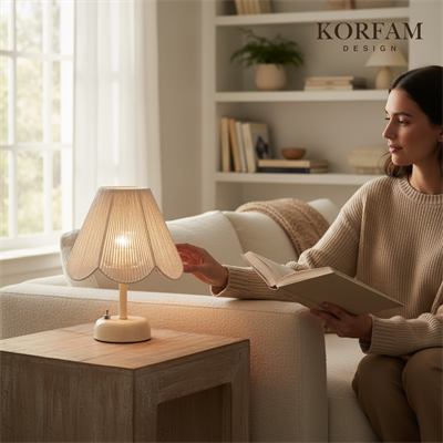 Rosalinda Modeli - Beyaz Çiçek Şeklinde Kablosuz Pilli Masa & Gece Lambası