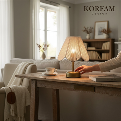 Rosalinda Modeli - Beyaz Çiçek Şeklinde Kablosuz Pilli Masa & Gece Lambası