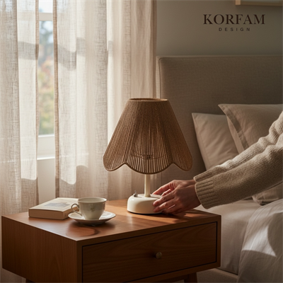 Rosalinda Modeli - Kahverengi Çiçek Şeklinde Kablosuz Pilli Masa & Gece Lambası