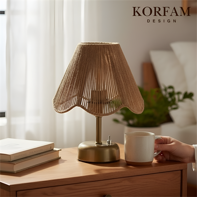 Rosalinda Modeli - Kahverengi Çiçek Şeklinde Kablosuz Pilli Masa & Gece Lambası