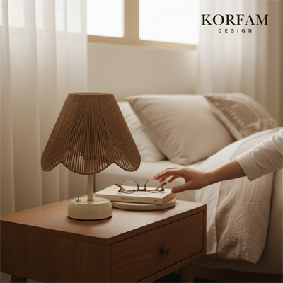 Rosalinda Modeli - Kahverengi Çiçek Şeklinde Kablosuz Pilli Masa & Gece Lambası