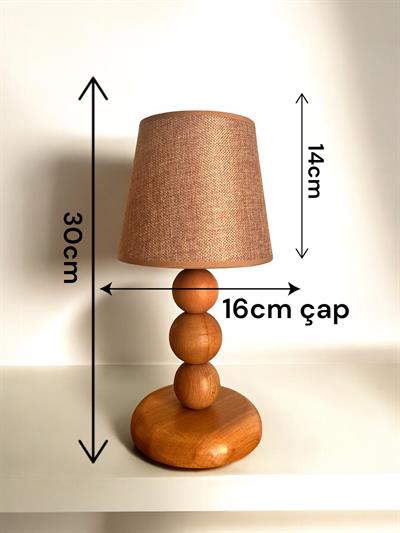 Vizon Pvc Kumaş Başlıklı Ahşap Abajur