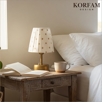 Yıldız İşlemeli Kumaş Pilli Masa & Gece Lambası