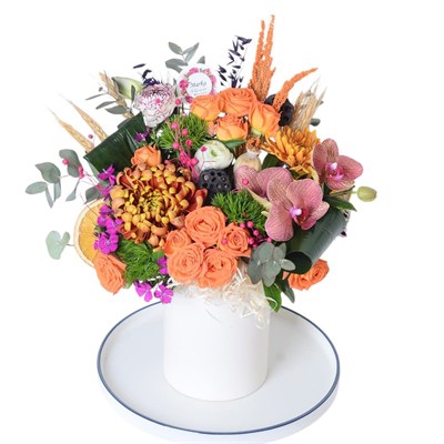 Orange Arbor and Anastasia in a Ceramic Flower Pot
