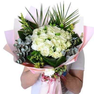 White Rose Elegance Desing 41 Adet Beyaz Güller 