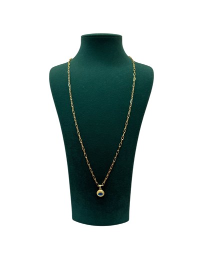 14K Gold Renk Kuyum İşçiliğinde Göz Uçlu VIP Kolye (64+5 CM)