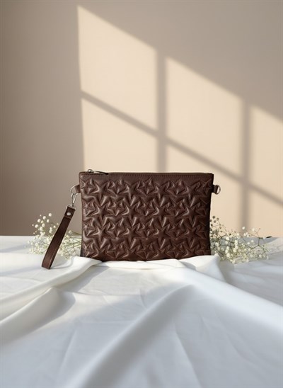 Veys Yıldız Dokulu Acı Kahve Kadın Clutch Çanta