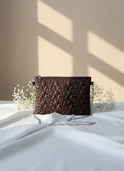 Veys Yıldız Dokulu Acı Kahve Kadın Clutch Çanta
