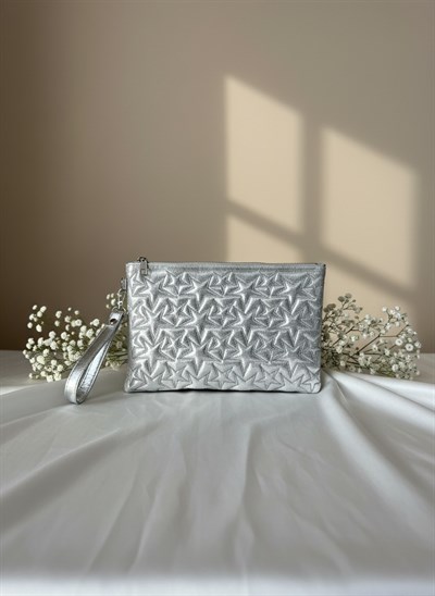 Veys Yıldız Dokulu Silver Kadın Clutch Çanta