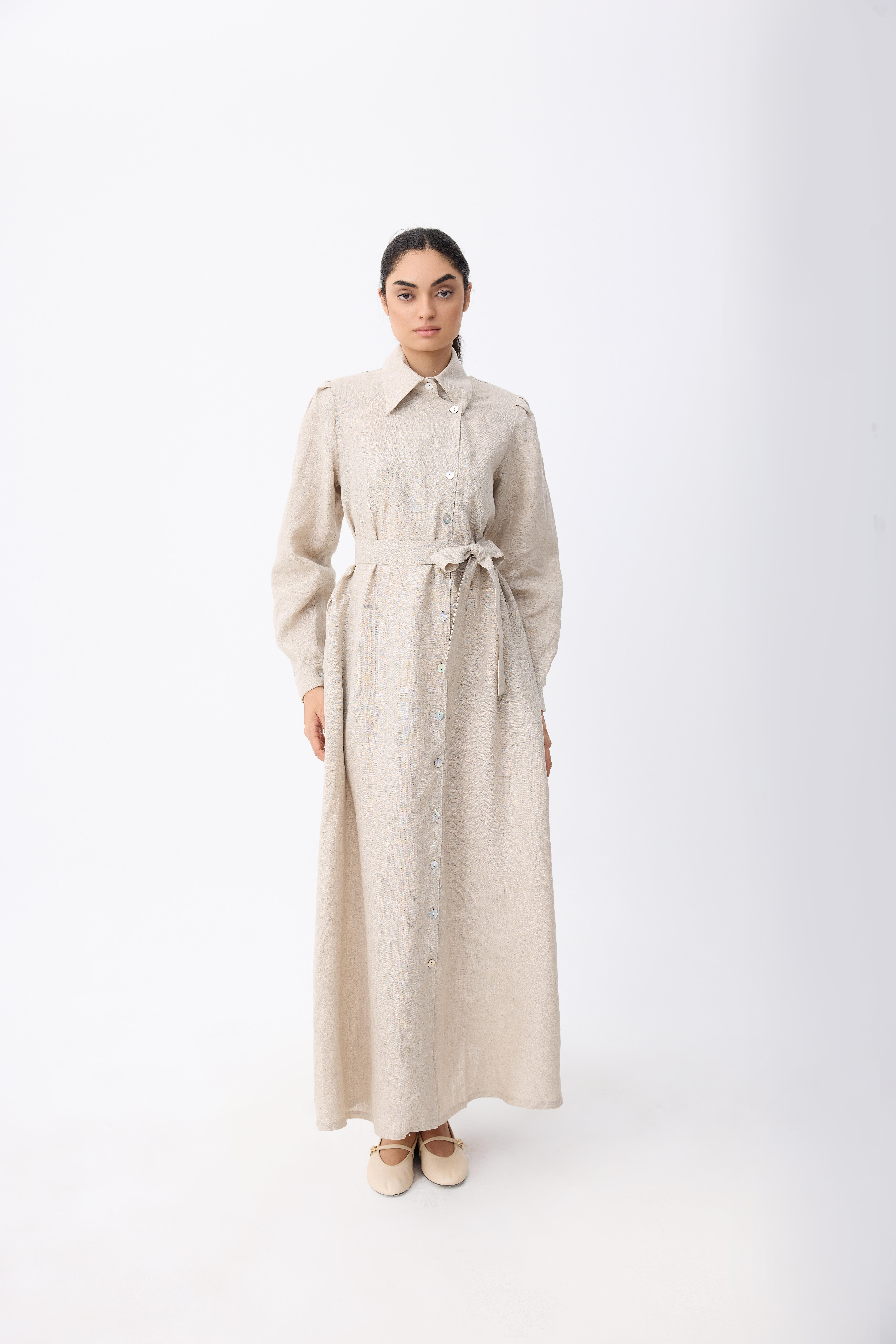 Alora Natural  Keten Elbise 
