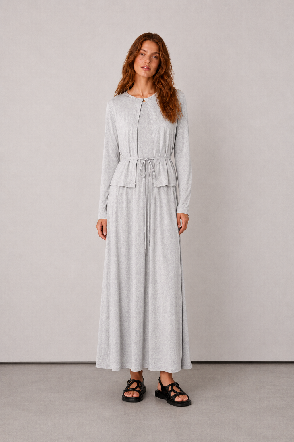 Natural Dokulu Kimono Gri melanj