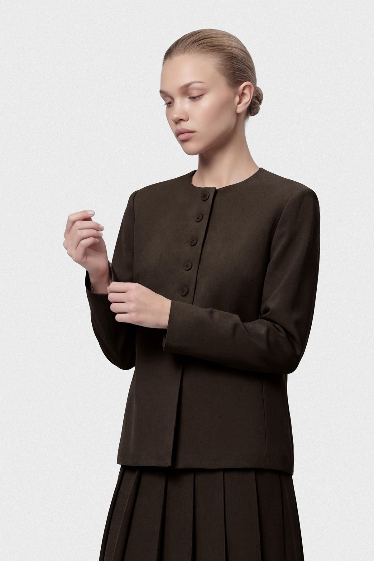 Vera Düğmeli Ceket Kahve