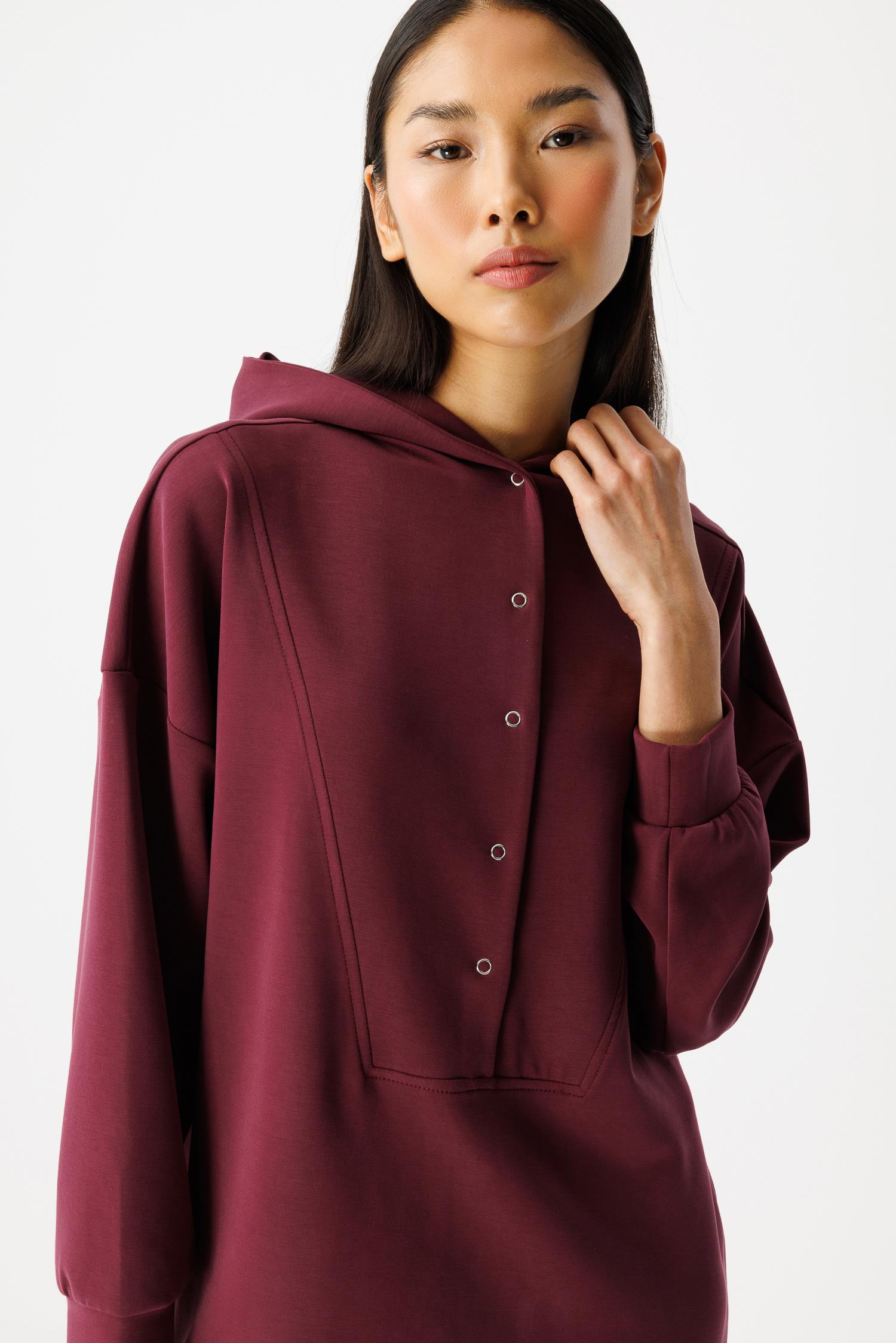 Çıtçıtlı Modal Takım - Bordo