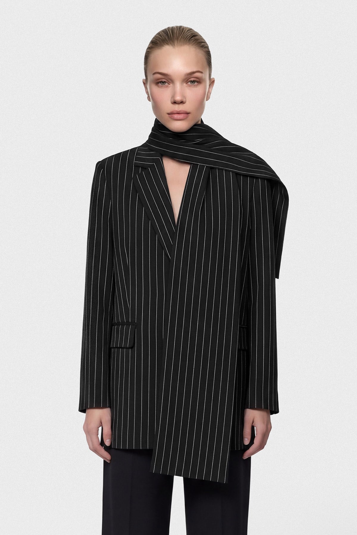 Çizgili Luxe Ceket Siyah