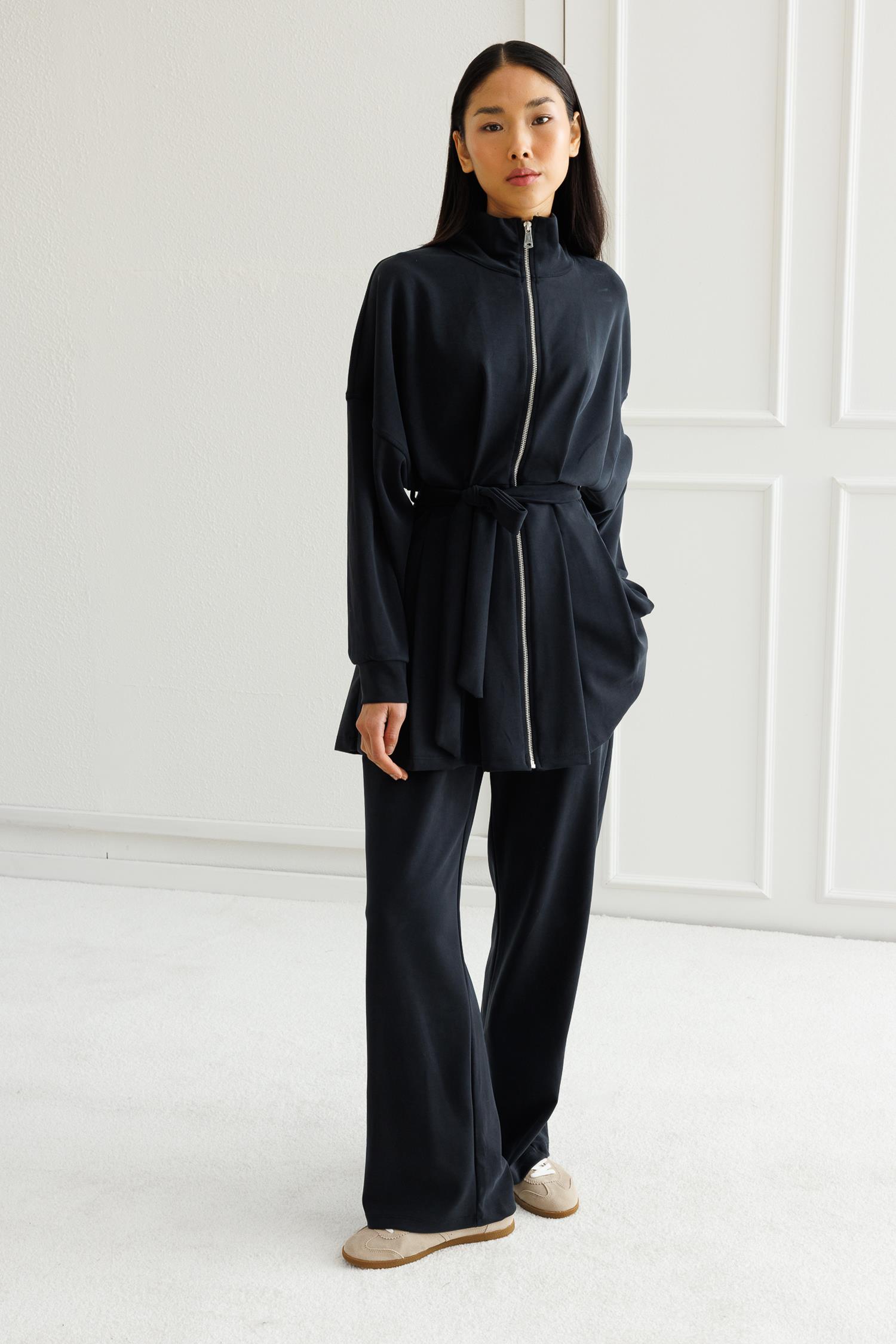 Pileli Modal Takım- Siyah