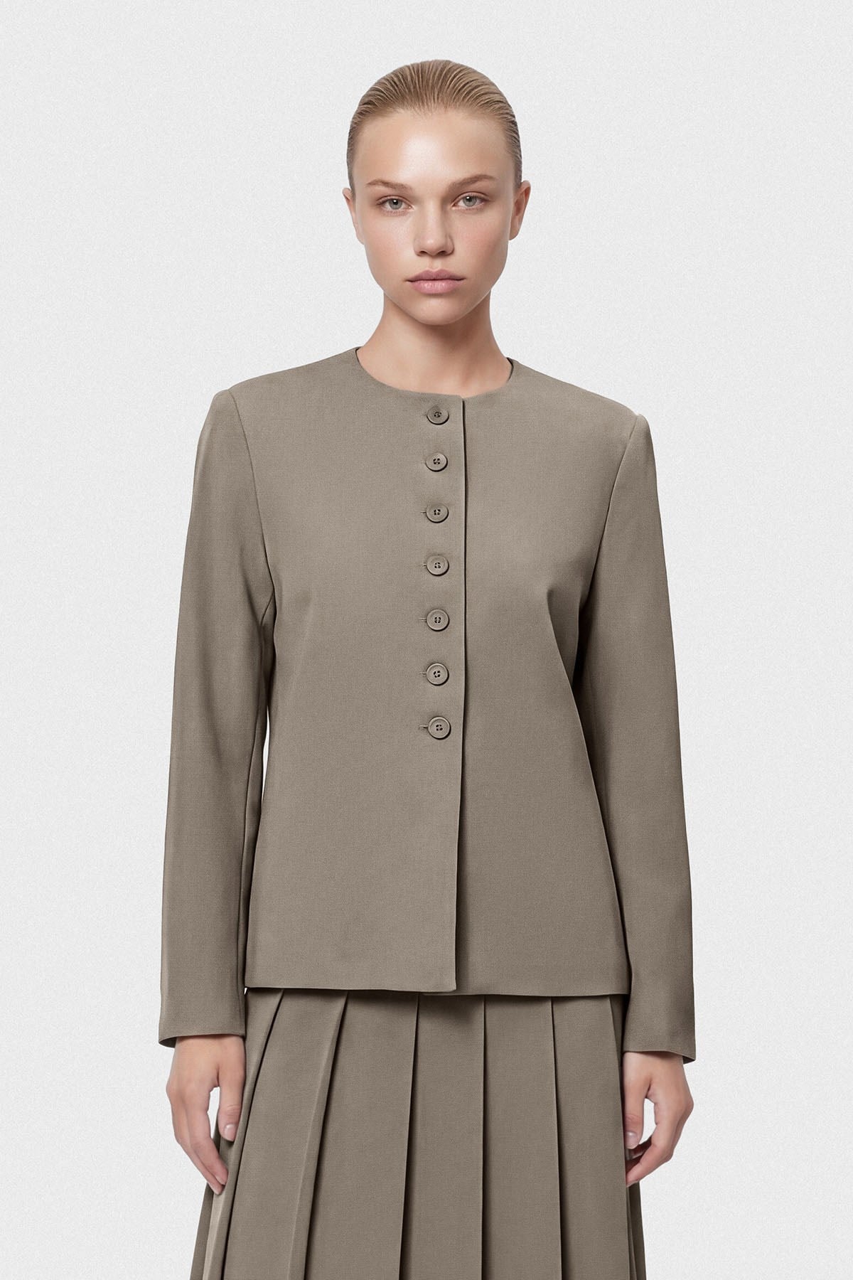 Vera Düğmeli Ceket Vizon