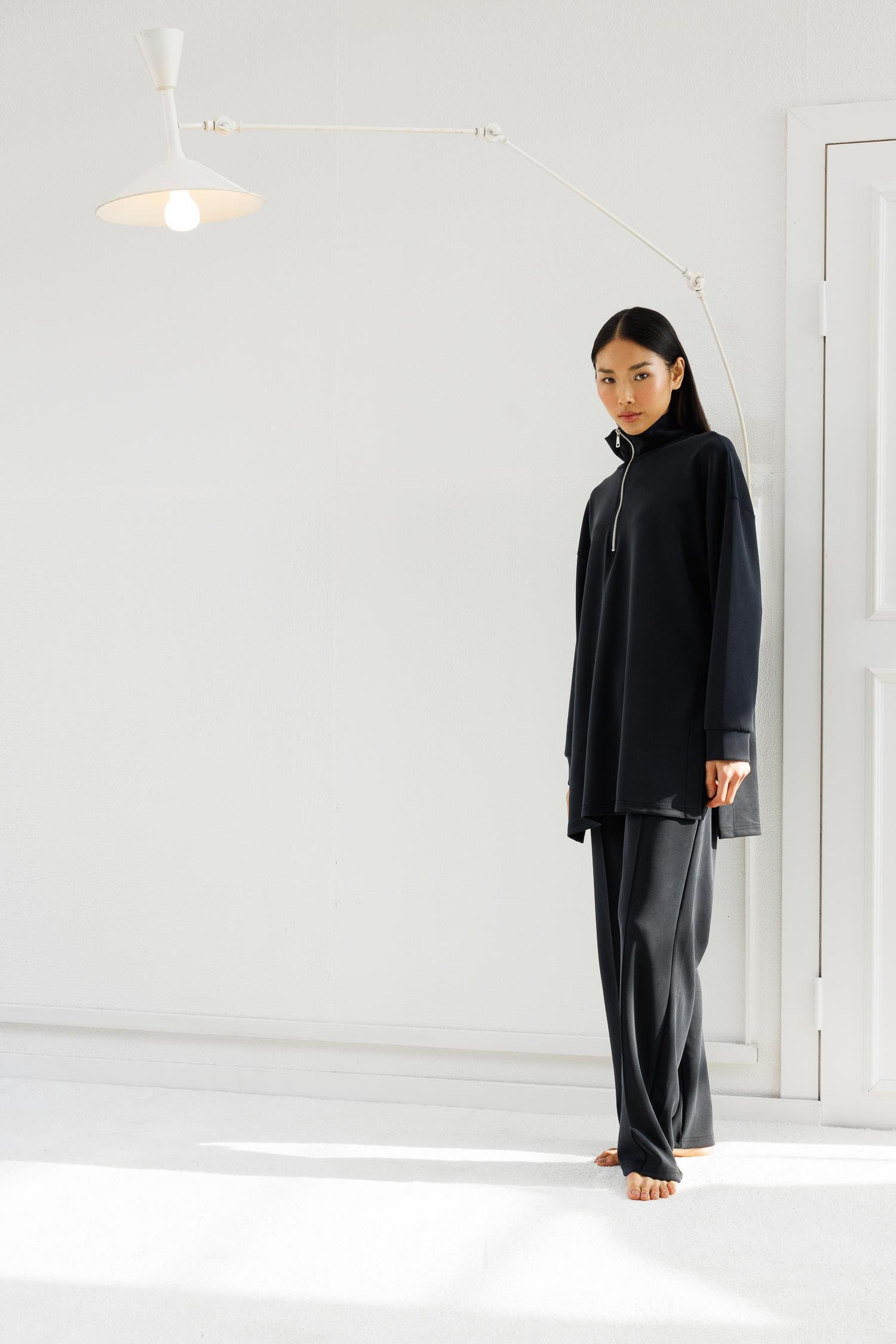 Yarım Fermuarlı Modal Takım - Antrasit