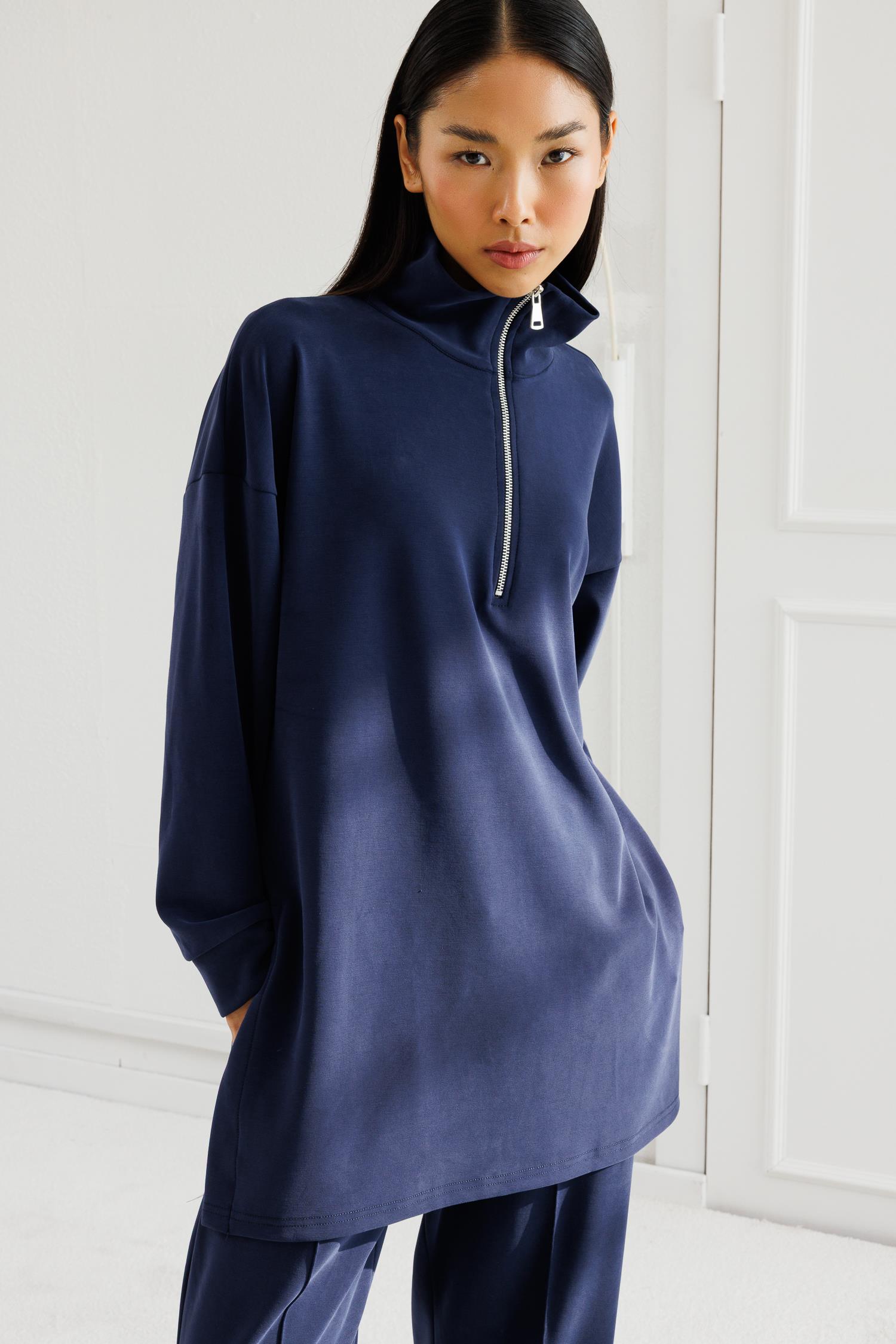 Yarım Fermuarlı Modal Takım - Lacivert