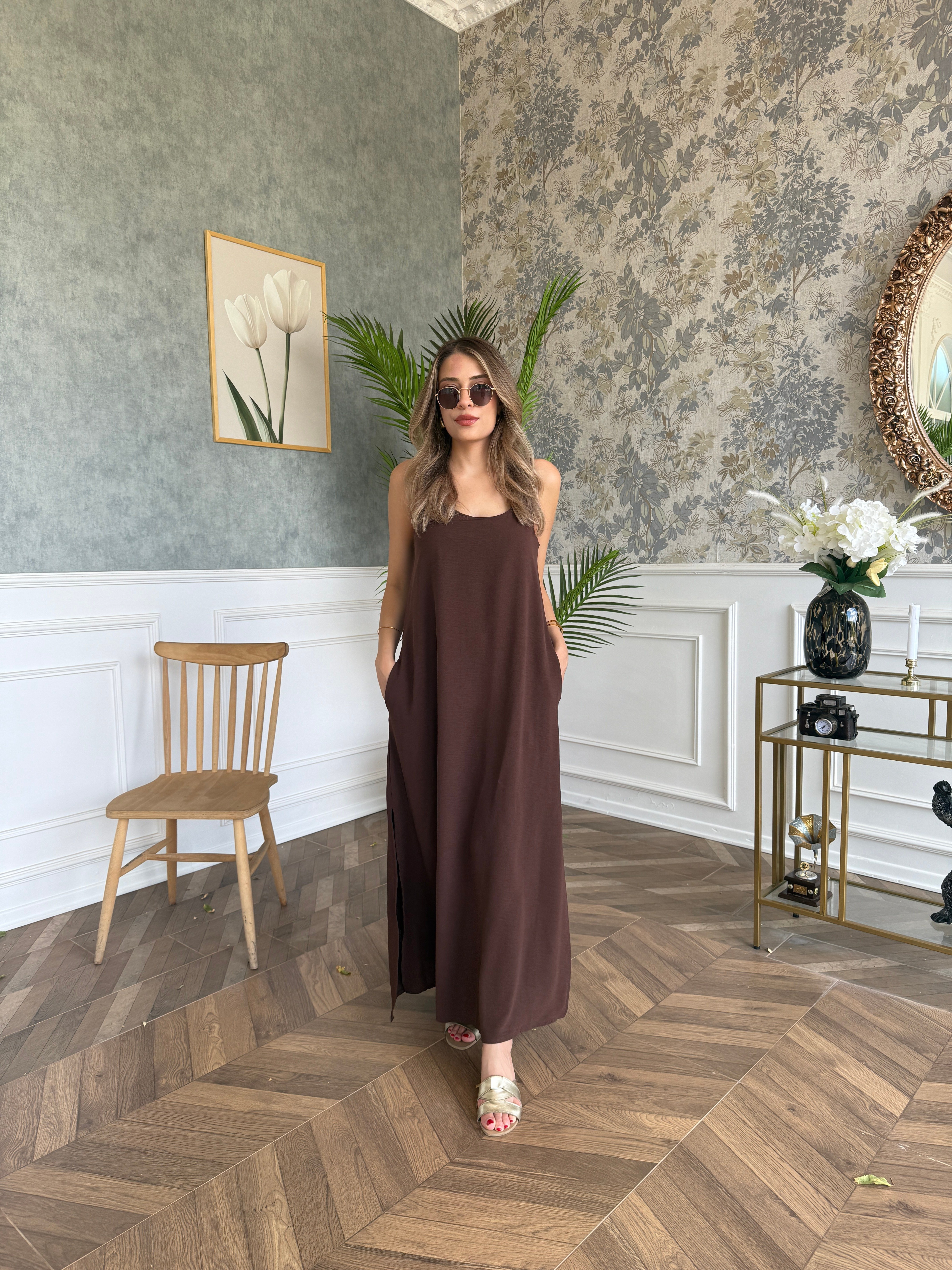 Ayrobin Cepl Elbise Kahverengi - 1132